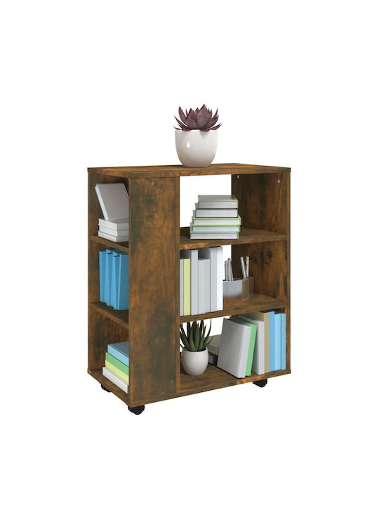 vidaXL Office Storage Cabinet Wooden with Wheels Smoky Oak 60x35x75cm