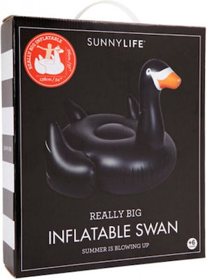 Sunnylife Swan Φουσκωτό Ride On Θαλάσσης Κύκνος με Χειρολαβές Μαύρο