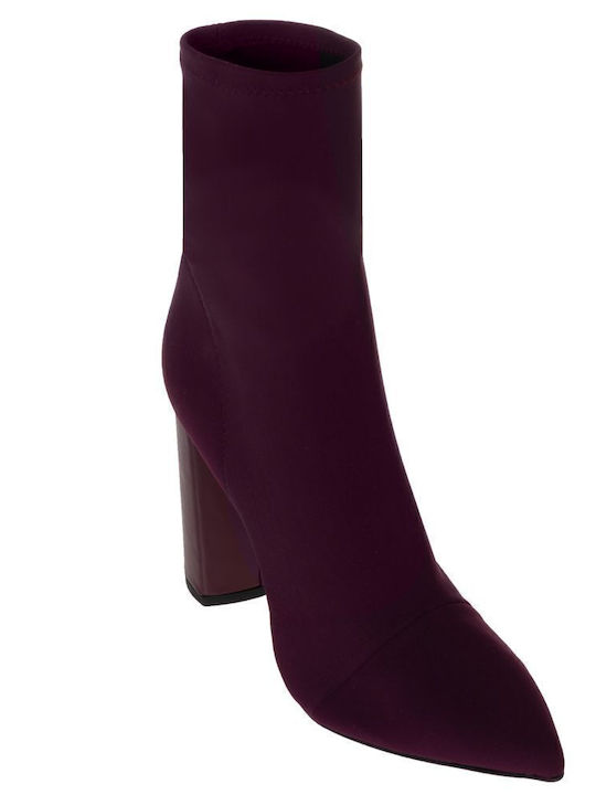 Women's Ankle Boots with High Heel Burgundy