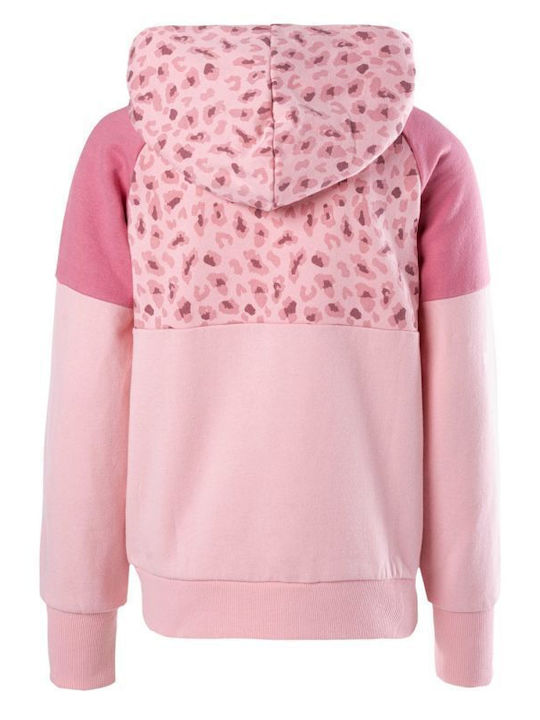 Elbrus Girls Cotton Hooded Sweatshirt Ragna with Zipper Pink