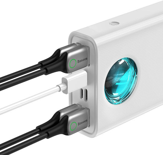 Baseus Amblight Overseas Edition Power Bank 30000mAh 65W с 4 USB-A порта и USB-C порт Power Delivery Бял