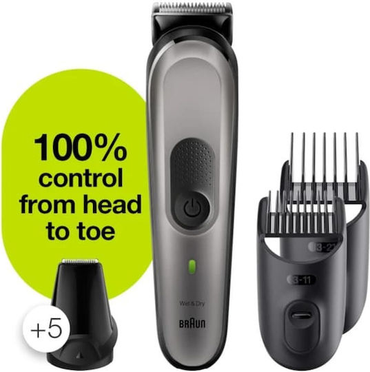 Braun All-in-one Trimmer 7 Set Wiederaufladbar Haarschneidemaschine Silber MGK7320