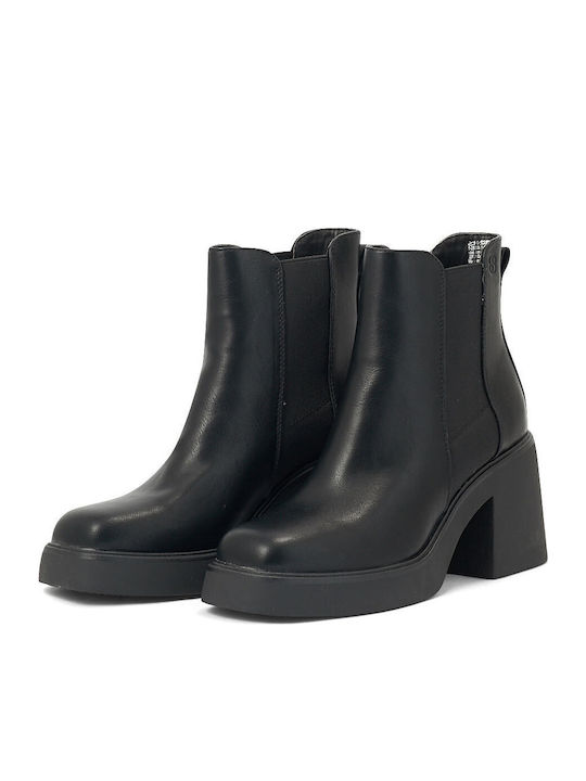 Damen Chelsea Stiefeletten mit hohem Absatz Schwarz