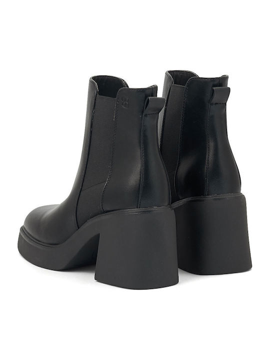 Damen Chelsea Stiefeletten mit hohem Absatz Schwarz