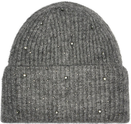 Beanie Γυναικείος Σκούφος με Rib Πλέξη σε Γκρι χρώμα