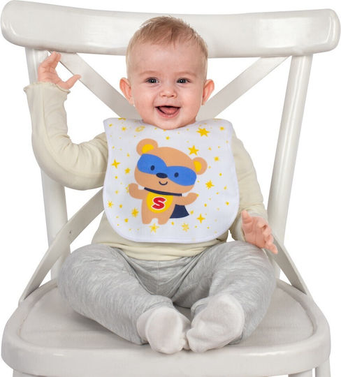 Sevi Bebe Closure Super Bear Waterproof Bib Fabric with Hoop & Loop Fastener White