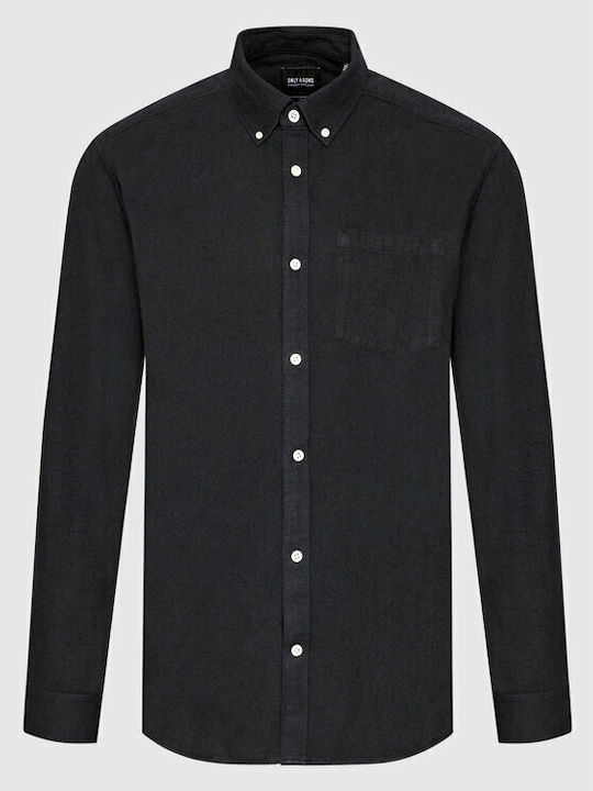 Long-sleeved Cotton Shirt Navy Blue