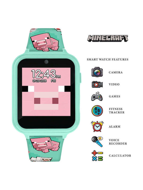 Disney Παιδικό Αναλογικό Ρολόι Minecraft Pig Τιρκουάζ