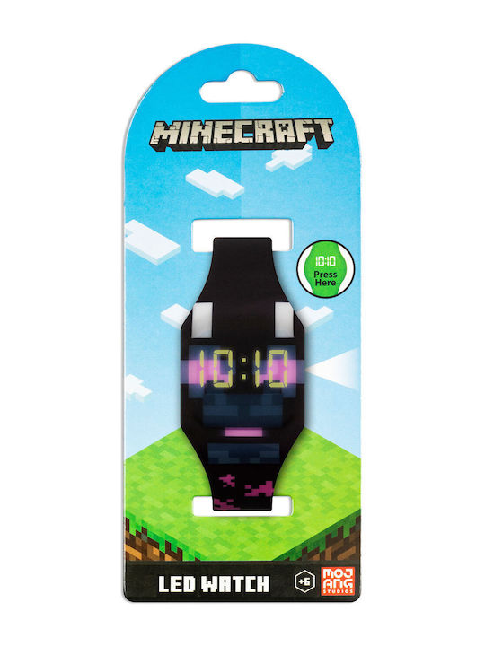 Disney Kids Digital Watch Minecraft with Rubber/Plastic Strap Black