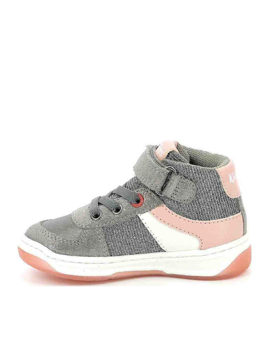 Kickalien Παιδικά Sneakers High Ανατομικά με Σκρατς Γκρι