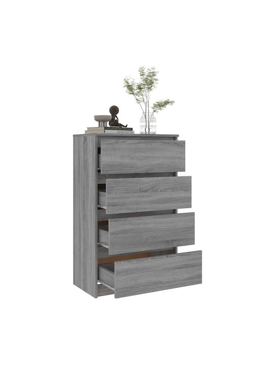 Wooden Chest of Drawers with 4 Drawers Grey Sonoma 60x35x98.5cm