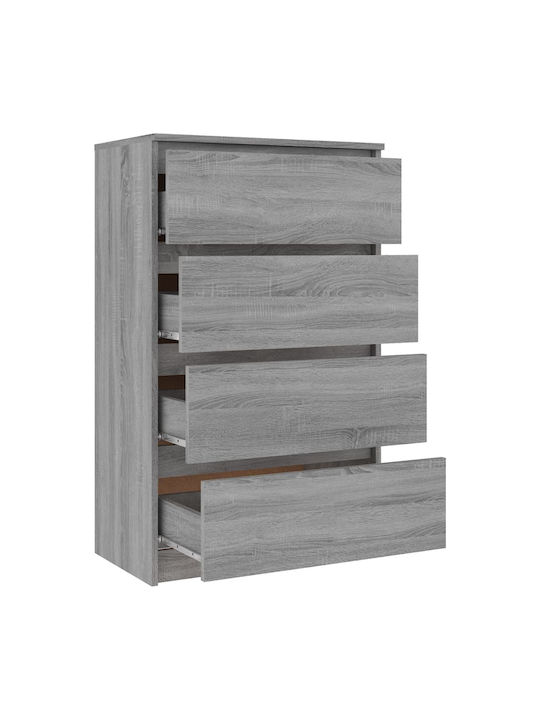 Wooden Chest of Drawers with 4 Drawers Grey Sonoma 60x35x98.5cm