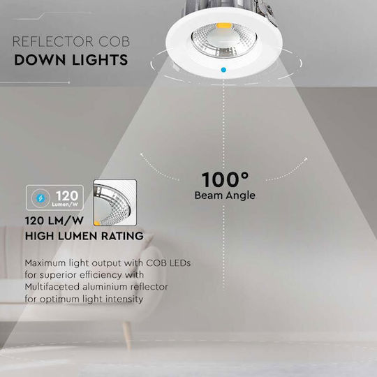 V-TAC Round Recessed LED Panel 40W with Cool White Light 6500K