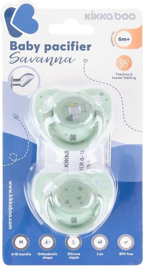Kikka Boo Savanna Orthodontic Pacifiers Silicone Elephant - Mint for 6-18 months 2pcs