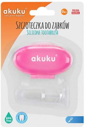 Akuku Periuță De Dinți Cu Deget Pentru Bebeluşi 0m+ Roz
