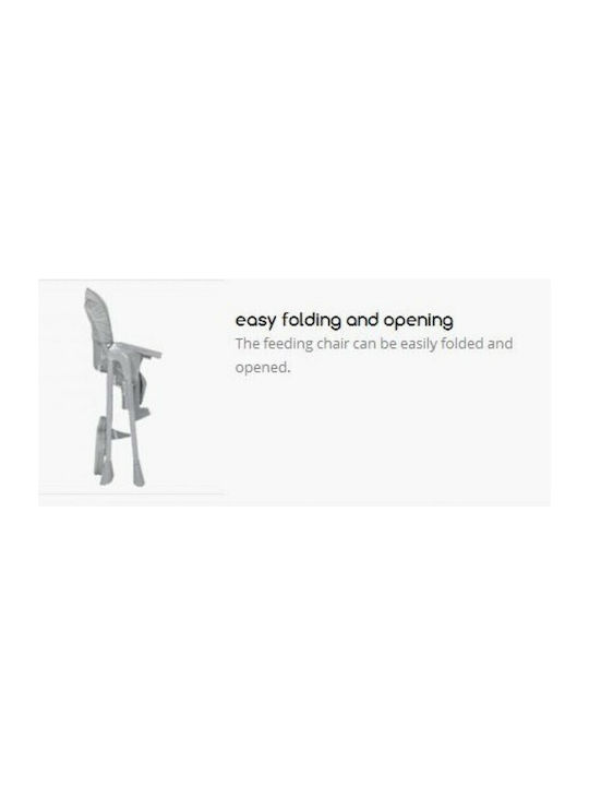 Cangaroo Kimchi Foldable Highchair with Adjustable Height Light Grey