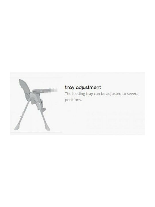 Cangaroo Kimchi Foldable Highchair with Adjustable Height Light Grey