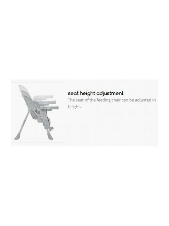 Cangaroo Kimchi Foldable Highchair with Adjustable Height Light Grey