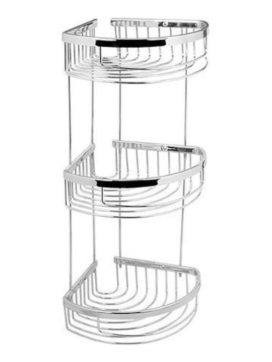 Tema Colț Montat pe perete Raft de Baie Inox cu 3 Rafturi 18x18x53cm