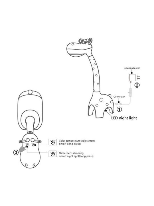 Com Led Kids Desk Lamp Giraffe White 9x16x40εκ.