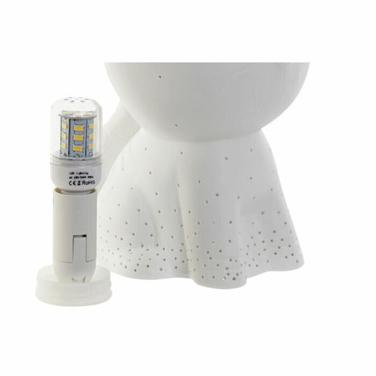 DKD Home Decor Lumini LED Lampă decorativă pentru copii Pisică Alb 13.6x17x21εκ.