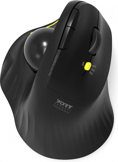 Port Designs 900719 Wireless Ergonomic Bluetooth Mouse with Trackball Black