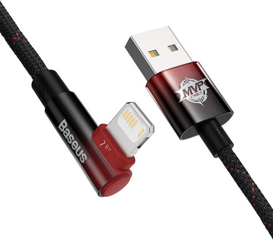 Baseus MVP 2 Angle (90°) / Braided USB to Lightning Cable Μαύρο / Κόκκινο 2m