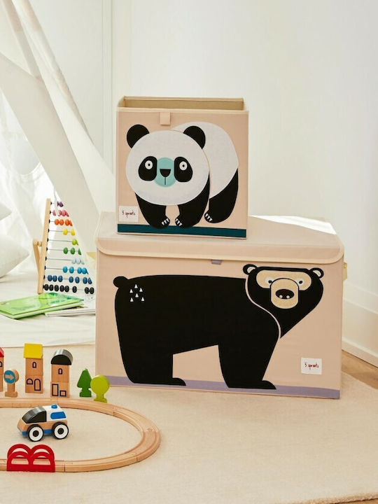 3 Sprouts Children's Folding Storage Box made of Fabric Bear Black 61x37x38cm 1pcs