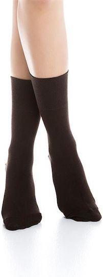 Inizio Women's Sock Medical Without Elastic Double Socks Calf High Brown