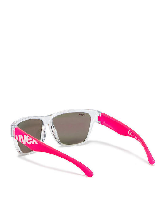 Uvex Sportstyle 508 Clear Pink Άθραυστα Τετράγωνα Παιδικά Γυαλιά Ηλίου με Καθρέφτη Φακό Διάφανα