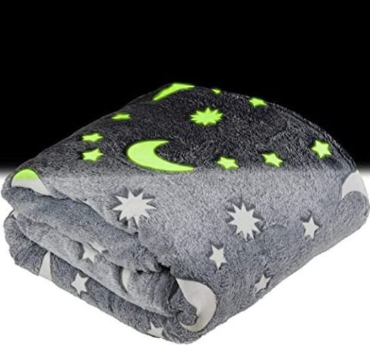 Klotsotiras Kinderdecke Fleece Sterne Leuchtendes Grau 120x150cm