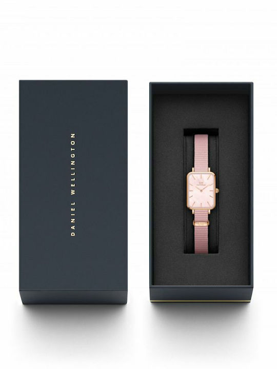 Daniel Wellington Quadro Unitone Damen Uhr mit Rosa Stoffarmband
