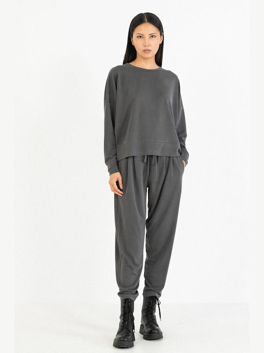 1681 Women's Long Sleeve Gray Crop Top