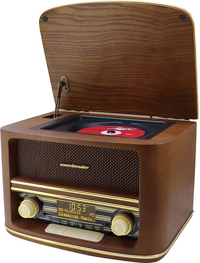 Soundmaster Nostalgic Φορητό Ηχοσύστημα με Ραδιόφωνο / CD / USB / MP3 / Bluetooth Καφέ