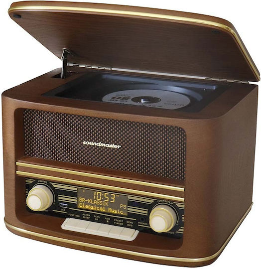 Soundmaster Nostalgic Φορητό Ηχοσύστημα με Ραδιόφωνο / CD / USB / MP3 / Bluetooth Καφέ