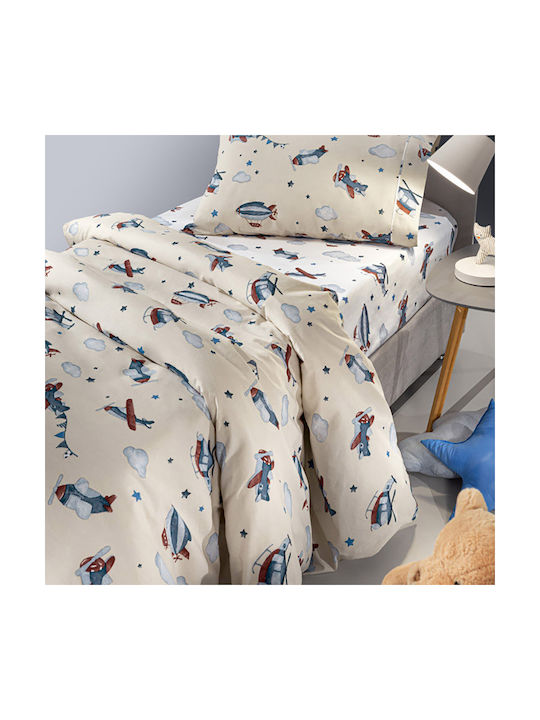 Saint Clair Demo Set Kids Duvet Cover Single with Pillowcase Cotton Beige 165x225cm