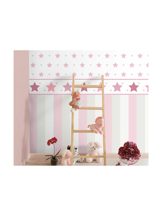 ICH Wallpapers Kinder Tapete Ριγέ Pink / Grey / White B53xH1005cm