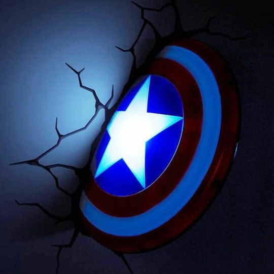 3DLightFX Led Plastic Kids Wall Light Captain America 3DLightFX Led Plastic Kids Wall Light Captain America