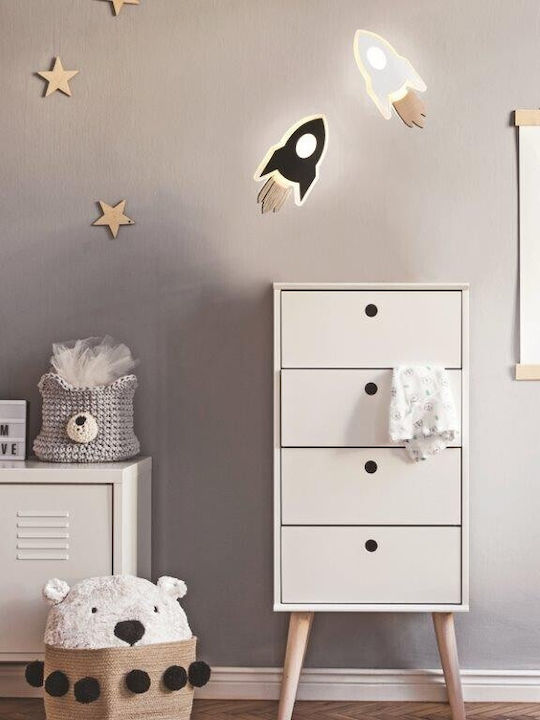 Aca Led Kids Wall Light Nasa Red
