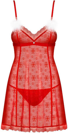 Obsessive Claussica Sexy Σετ με Ρόμπα Babydoll & String Red