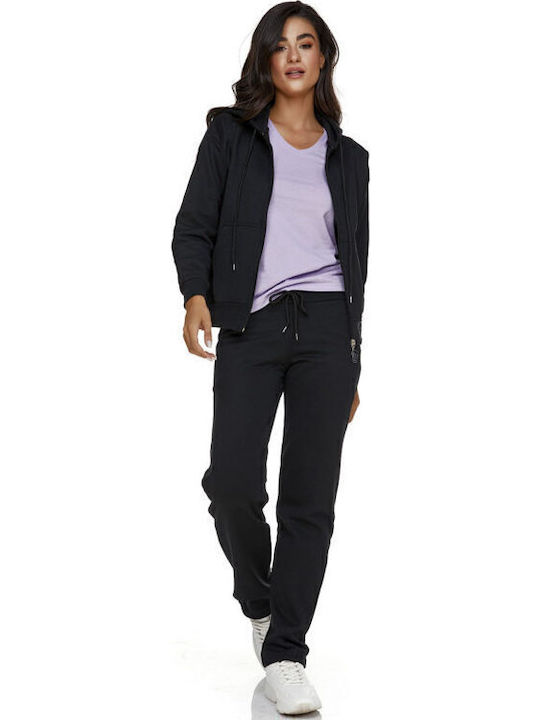 Women's Sweatshirt Jacket Hooded Black