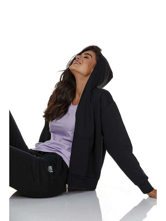Women's Sweatshirt Jacket Hooded Black
