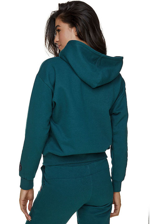 Women's Sweatshirt Jacket Hooded Petrol