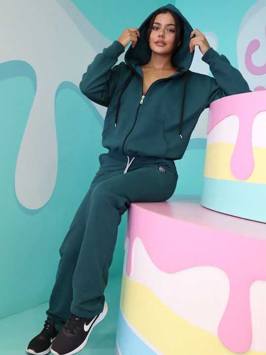 Women's Sweatshirt Jacket Hooded Petrol