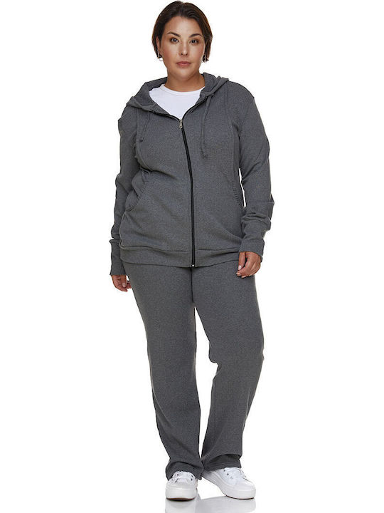 Women's Sweatshirt Jacket Hooded Anthracite