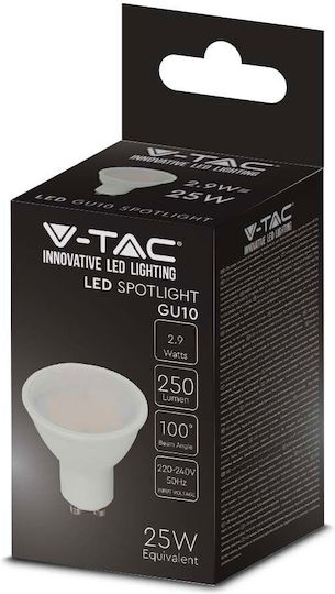 V-TAC LED Bulb 2.9W 80mm for Socket GU10 and Shape MR16 Warm White 250lm