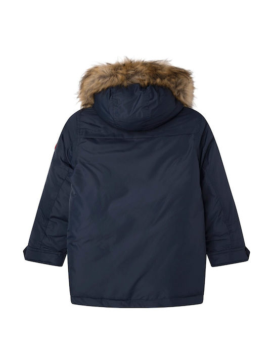 Kinder Parka Lang mit Kapuze Marineblau Goole Boy
