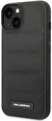 Karl Lagerfeld Faceplate Nylon Puffy Elongated Synthetic Leather Back Cover Black (iPhone 14 Plus)