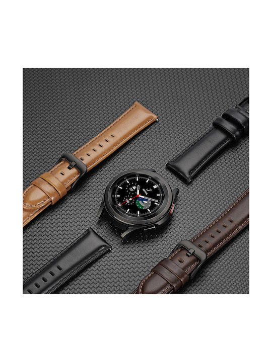 Dux Ducis Leather Wristband Business Version Strap Leather Dark Brown (Galaxy Watch / Huawei Watch / Honor Watch (20mm band))