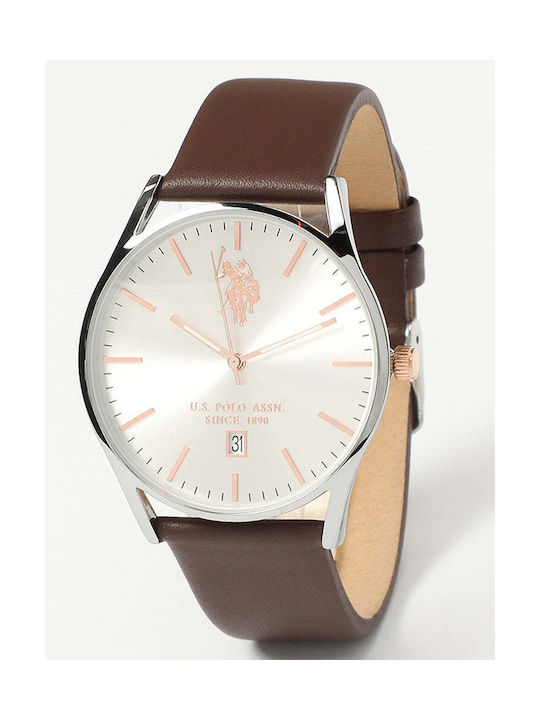 U.S. Polo Assn. Colin Watch Battery with Brown Leather Strap